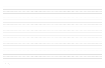 Printable Penmanship Paper with ten lines per page on ledger-sized paper in landscape orientation