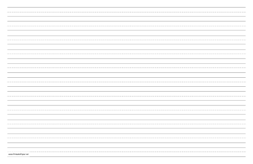 Printable Penmanship Paper with eleven lines per page on ledger-sized paper in landscape orientation