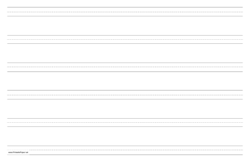 Printable Penmanship Paper with six lines per page on ledger-sized paper in landscape orientation