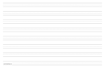 Printable Penmanship Paper with eight lines per page on ledger-sized paper in landscape orientation