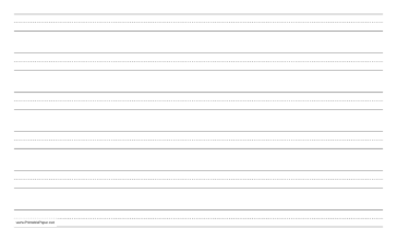 Printable Penmanship Paper with six lines per page on legal-sized paper in landscape orientation