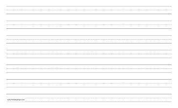 Printable Penmanship Paper with seven lines per page on legal-sized paper in landscape orientation