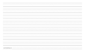 Printable Penmanship Paper with eight lines per page on legal-sized paper in landscape orientation