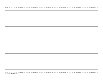 Printable Penmanship Paper with five lines per page on letter-sized paper in landscape orientation