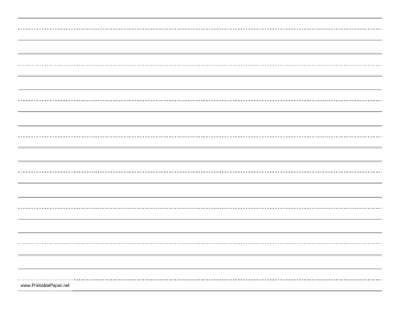 Printable Penmanship Paper with eight lines per page on letter-sized paper in landscape orientation