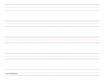 Printable Penmanship Paper - 5 Colored Lines - Landscape