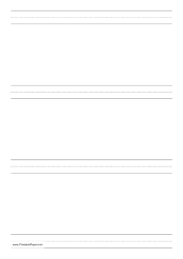 Printable Penmanship Paper with four lines per page on A4-sized paper in portrait orientation