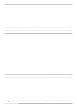 Printable Penmanship Paper with five lines per page on A4-sized paper in portrait orientation