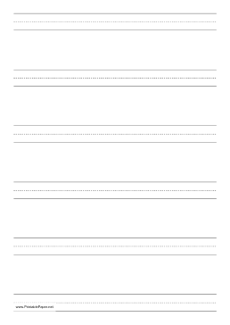 Printable Penmanship Paper with six lines per page on A4-sized paper in portrait orientation