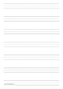 Printable Penmanship Paper with seven lines per page on A4-sized paper in portrait orientation