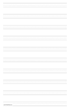 Printable Penmanship Paper with ten lines per page on ledger-sized paper in portrait orientation