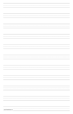 Printable Penmanship Paper with eleven lines per page on ledger-sized paper in portrait orientation