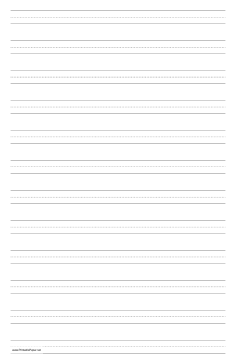 Printable Penmanship Paper with twelve lines per page on ledger-sized paper in portrait orientation