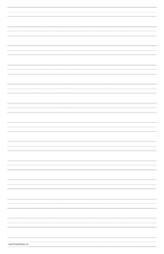 Printable Penmanship Paper with thirteen lines per page on ledger-sized paper in portrait orientation