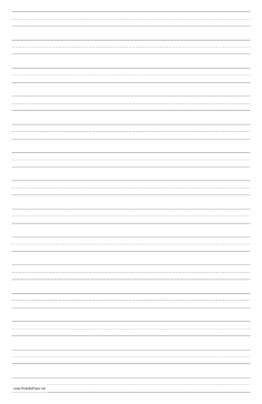 Printable Penmanship Paper with fourteen lines per page on ledger-sized paper in portrait orientation