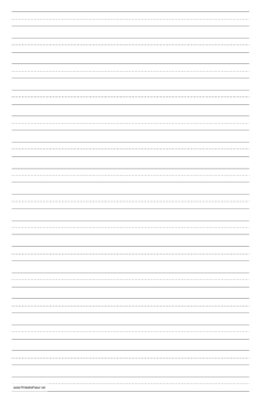 Printable Penmanship Paper with fifteen lines per page on ledger-sized paper in portrait orientation