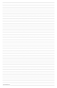 Printable Penmanship Paper with sixteen lines per page on ledger-sized paper in portrait orientation