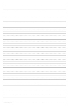 Printable Penmanship Paper with seventeen lines per page on ledger-sized paper in portrait orientation