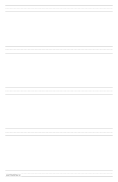 Printable Penmanship Paper with five lines per page on ledger-sized paper in portrait orientation