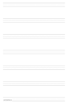 Printable Penmanship Paper with seven lines per page on ledger-sized paper in portrait orientation