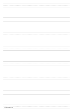 Printable Penmanship Paper with eight lines per page on ledger-sized paper in portrait orientation