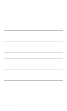 Printable Penmanship Paper with ten lines per page on legal-sized paper in portrait orientation