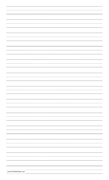 Printable Penmanship Paper with thirteen lines per page on legal-sized paper in portrait orientation