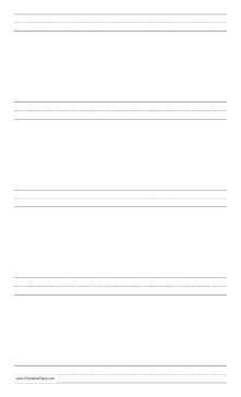 Printable Penmanship Paper with five lines per page on legal-sized paper in portrait orientation