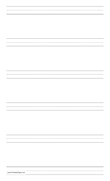 Printable Penmanship Paper with six lines per page on legal-sized paper in portrait orientation