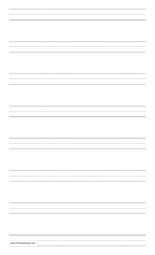 Printable Penmanship Paper with eight lines per page on legal-sized paper in portrait orientation