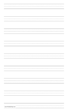 Printable Penmanship Paper with nine lines per page on legal-sized paper in portrait orientation