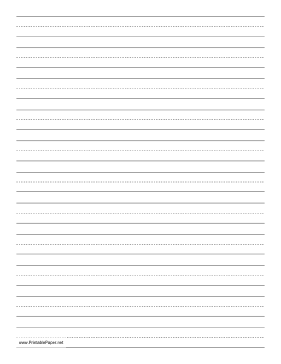 Printable Penmanship Paper with eleven lines per page on letter-sized paper in portrait orientation