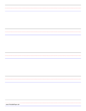 Printable Penmanship Paper - 5 Colored Lines - Portrait