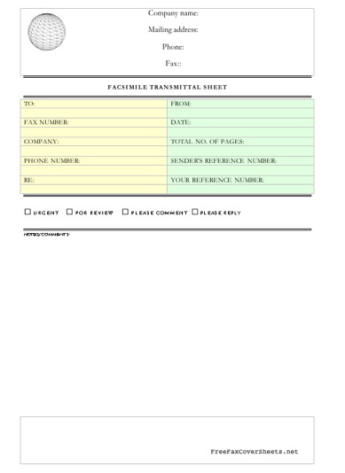 Professional fax cover sheet