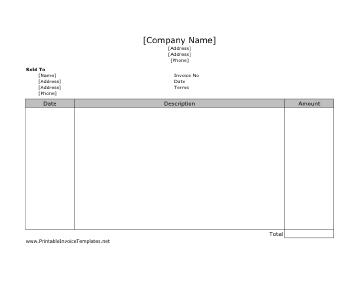 Simple Invoice (Unlined) Template