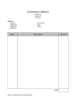 Simple Invoice (Unlined) Template