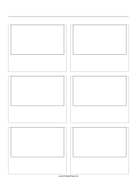 Printable Storyboard with 2x3 grid of 16:9 (widescreen) screens on A4 paper