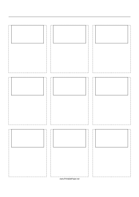 Printable Storyboard with 3x3 grid of 16:9 (widescreen) screens on A4 paper