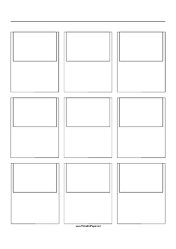 Printable Storyboard with 3x3 grid of 3:2 (35mm photo) screens on A4 paper