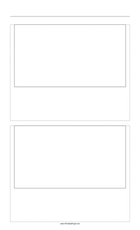 Printable Storyboard with 1x2 grid of 16:9 (widescreen) screens on legal paper