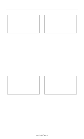 Printable Storyboard with 2x2 grid of 16:9 (widescreen) screens on legal paper