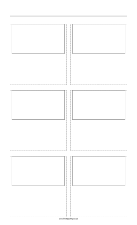 Printable Storyboard with 2x3 grid of 16:9 (widescreen) screens on legal paper