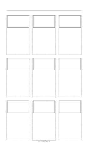 Printable Storyboard with 3x3 grid of 16:9 (widescreen) screens on legal paper