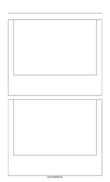 Printable Storyboard with 1x2 grid of 3:2 (35mm photo) screens on legal paper