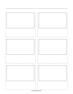 Printable Storyboard with 2x3 grid of 16:9 (widescreen) screens on letter paper