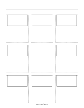 Printable Storyboard with 3x3 grid of 16:9 (widescreen) screens on letter paper