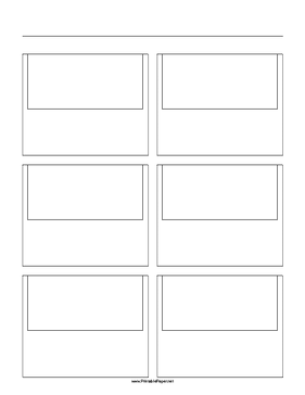 Printable Storyboard with 2x3 grid of 3:2 (35mm photo) screens on letter paper