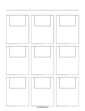 Printable Storyboard with 3x3 grid of 3:2 (35mm photo) screens on letter paper