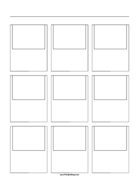 Printable Storyboard with 3x3 grid of 4:3 (full screen) screens on letter paper