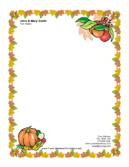 Thanksgiving Letterhead with Pumpkin Letterhead